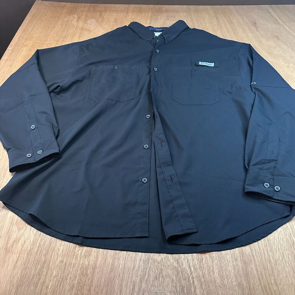 Columbia PFG Shirt Mens XXL Black Vented Omni Shade Fishing Button Up